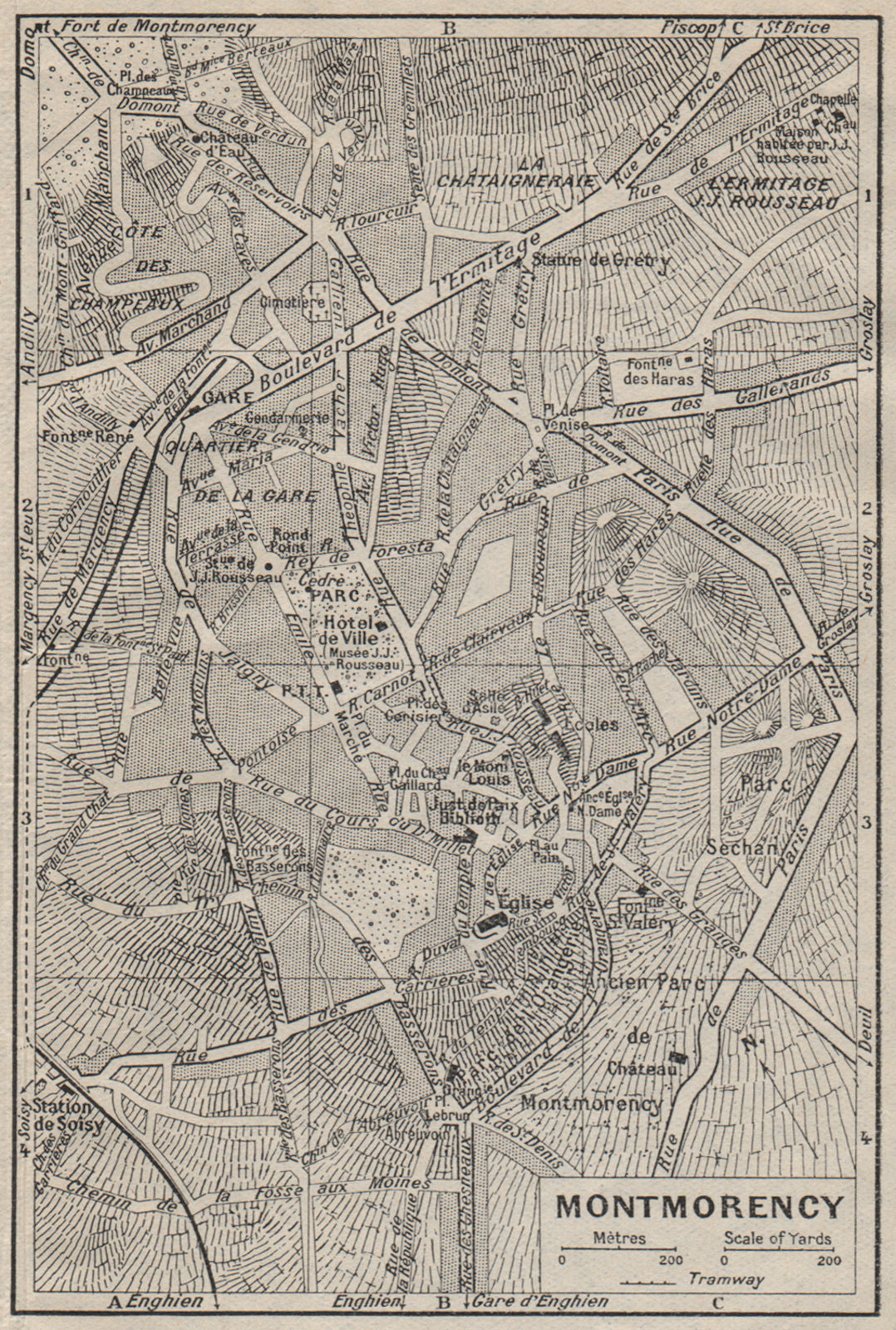 MONTMORENCY. Vintage town city map plan. Val-d'Oise 1927 old vintage chart